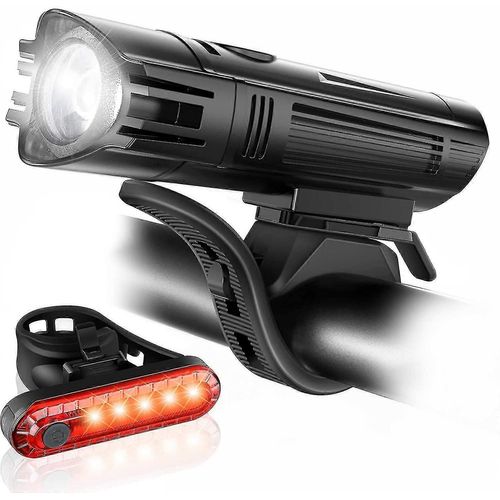 Ensemble D¿Éclairage De Vélo Rechargeable Usb Ultra-Lumineux Feu Avant De Vélo Puissant Et Feu Arrière 4 Mode D¿Éclairage