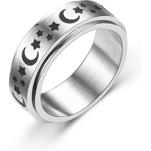 Bague Spinner Titanium Anneau En Acier Anneau Anxiété Mode Décompression Bague Lune Et Étoile Fidget Bague Pour Femmes Hommes