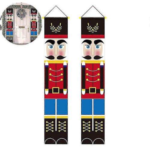 2 Pièces Casse-Noisette Bannières De Noël Sentinelle Soldat Modèle Bannières Pour Décorations De Noëldécoration Intérieure Et Extérieure
