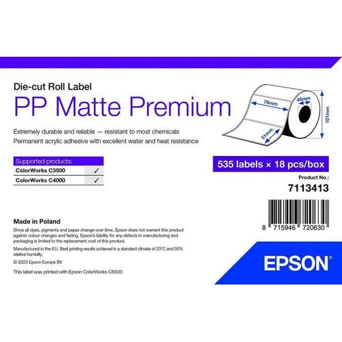 Pp Matte Label Prem Die-cut Roll 76x51mm 535 Labels