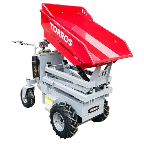 Mini dumper électrique avec élévateur à ciseaux 500 kg 186 L benne basculante hydraulique avec batterie 48 V / 20 Ah Torros MED503HS
