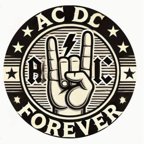 PANNEAU ROND ALUMINIUM 20cm - DECORATION - THEME HARD ROCK - " AC / DC " -