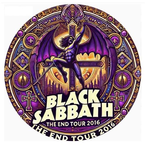 PANNEAU ROND ALUMINIUM 20cm - DECORATION - THEME HARD ROCK - " BLACK SABBATH " -