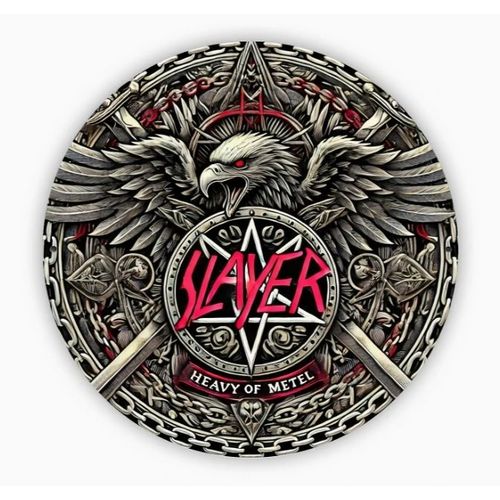 PANNEAU ROND ALUMINIUM 20cm - DECORATION - THEME HARD ROCK - " SLAYER " - -