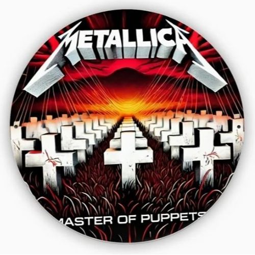 PANNEAU ROND ALUMINIUM 20cm - DECORATION - THEME HARD ROCK - " METALLICA " -