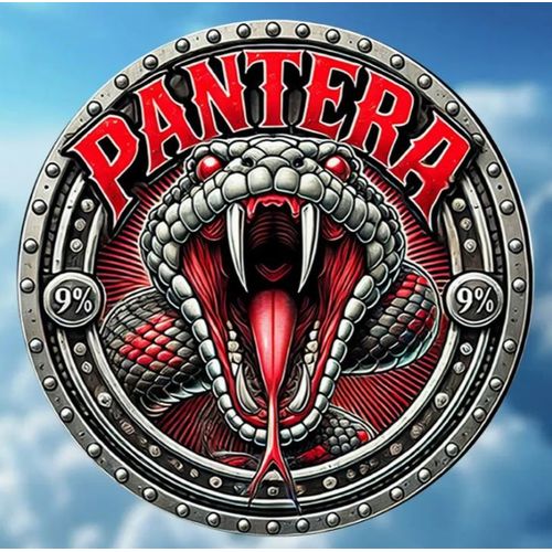 PANNEAU ROND ALUMINIUM 20cm - DECORATION - THEME HARD ROCK - " PANTERA " -