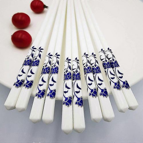 Baguettes En Porcelaine 5 Paires De Baguettes Kawaii - Réutilisables Et Lavables Au Lave-Vaisselle Ensemble De Baguettes De 5-9,7 Pouces (Rose Bleue) Rose Bleue -