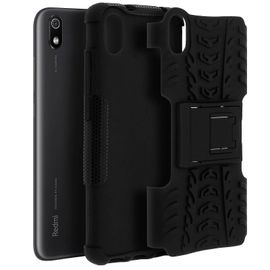 Coque Xiaomi Redmi 7a Bi Matière Rigide Et Silicone Béquille Support Noir