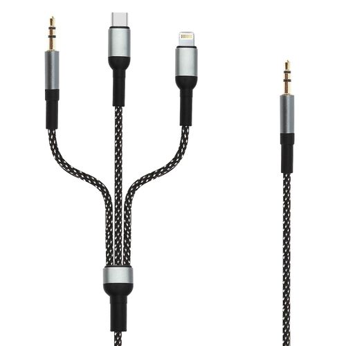 Câble audio multi-extrémité Jack 3.5mm, USB-C, Lightning vers Jack 3.5mm 1.5m LinQ