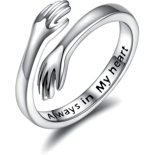 925 Bagues Hug En Argent Sterling Pour Les Femmes Je T¿Aime Pour Toujours Bague De Câlins Bracelet Réglable Bijoux Cadeau Pour Adolescentes Couples Hugging Hand Rings Silver Plat