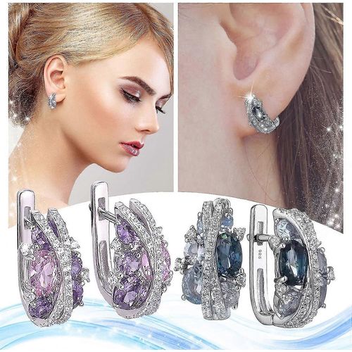2 Paires De Boucles D¿Oreilles En Forme De Double X Créative Vintage, Améthyste Vintage Créative Double X En Forme De Boucles D¿Oreilles En Zircon Creux Femmes