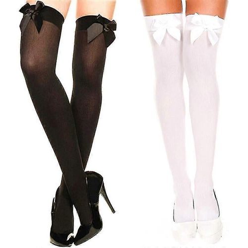 Bas Hauteur Genou Avec Arcs 2 Paires Femmes Opaque Hold Ups Bas Sexy