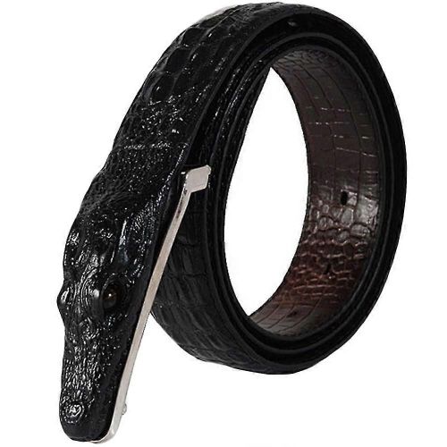 Mode Cuir Véritable Crocodiles Réalistes Boucle Alligator Motif Hommes Ceintures