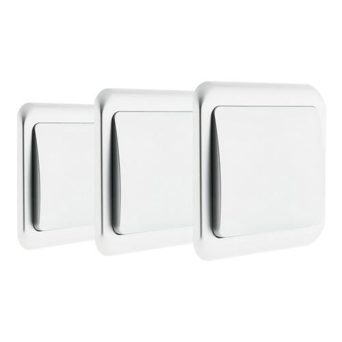 Lot de 3 interrupteurs simples 10A - chrome - Zenitech