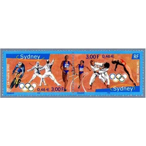 France 2000, Très Beau Diptyque Neuf** Luxe Yvert 3340a, Timbres 3340 Et 3341, Jeux Olympiques De Sydney.