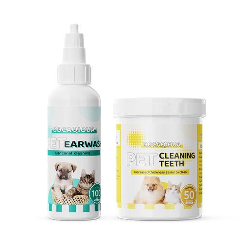 Nettoyant Oreilles Chien Et Chat 100ml,Mauvaises Deurs, Doigtiers De Soin Oreilles Pour Animaux Pour Chien 50 Pièces