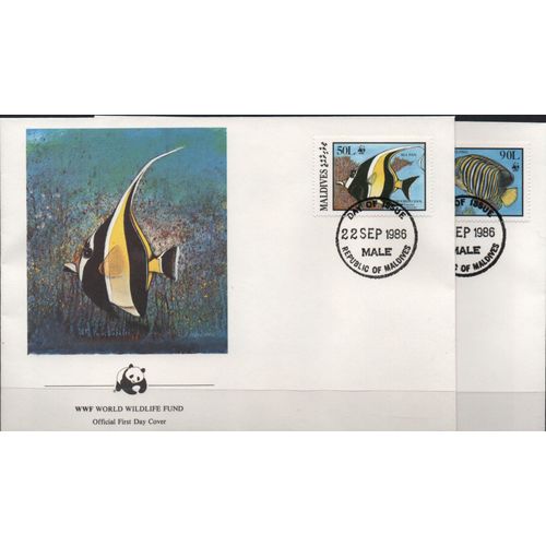 Maldives Timbres Poissons 4 Fdc