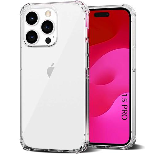 Coque Pour Iphone 15 Pro - Protection 4 Coins Renforcée Silicone Haute Résistance Transparente - Booling