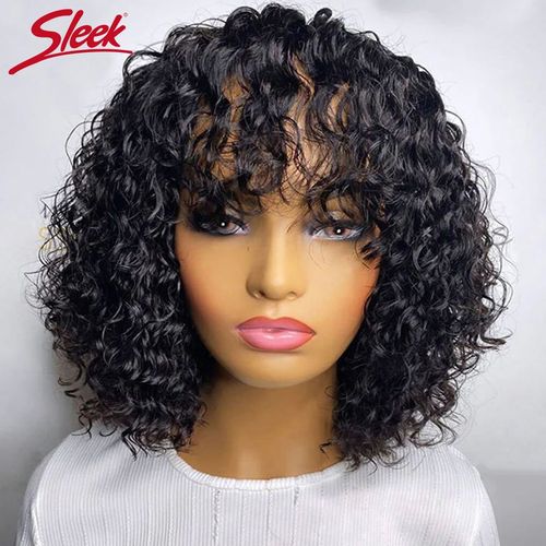 Jerry Bouclés Court Pixie Bob Coupe Perruques De Cheveux Humains Avec Frange Sans Colle Perruque Mettre En Évidence Miel Vague D'eau Blonde Couleur Perruques Pour Les Femmes - Type 1b-12 Pouces