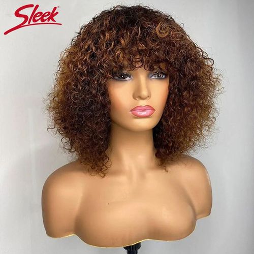 Jerry Bouclés Court Pixie Bob Coupe Perruques De Cheveux Humains Avec Frange Sans Colle Perruque Mettre En Évidence Miel Vague D'eau Blonde Couleur Perruques Pour Les Femme - Type Tt1b-33-10 Pouces