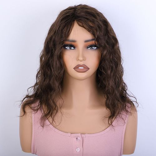 Miel Bouclés Bob Perruques Cheveux Humains Partie Latérale Pré Plumée Grand Moelleux Brun Mixte Blonde Sans Colle Bob Perruque Bouclée Avec Frange Frange - Type 16 Pouces #B