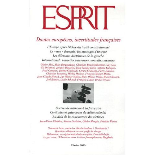 Esprit N° 322, Février 2006 - Doutes Européens, Incertitudes Françaises