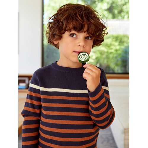 Pull Marin Garçon Marine Raye Ocre