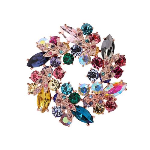 Broche Bauhinia De Style Cour Européenne - Épingle En Cristal Coloré