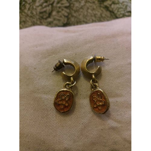 Boucles D'oreilles Plaqué Or Dorées Vintage Années 80 Signeés Jacques Esterel