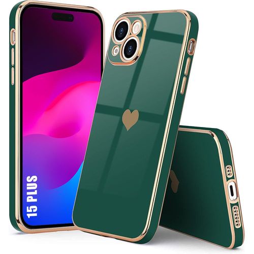 Coque Silicone Pour Iphone 15 Plus - Protection Motif CUr Anti-Rayures Souple Vert Nuit - Booling