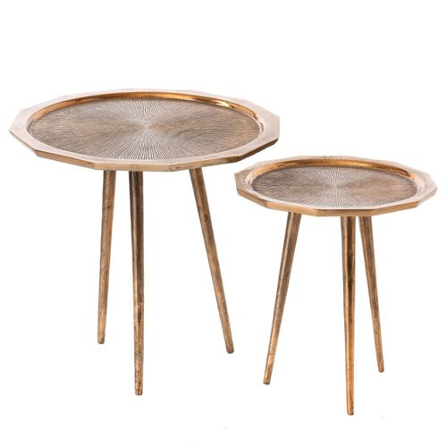 Set De 2 Tables Basses Nénuphar Or