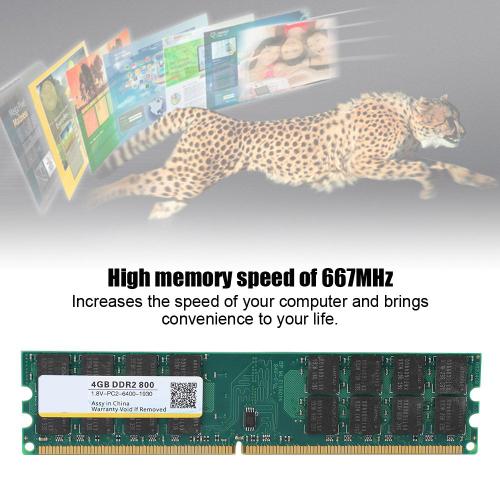 Mémoire RAM DDR2 800MHZ 4Go PC2-6400 Module de Mémoire pour Ordinateur de Bureau Compatibles avec Les Cartes Mères AMD 1.8V 240Pin Haute Performance Barrette de Ram Upgrade