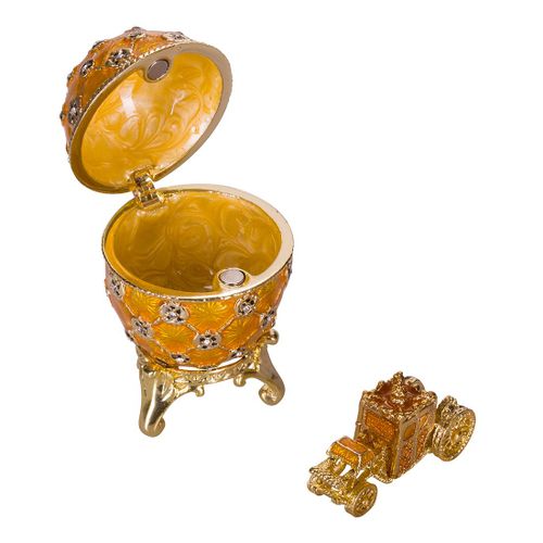 Oeuf à la Fabergé de couronnement boîte à bijoux avec carrosse 6,5 cm, jaune