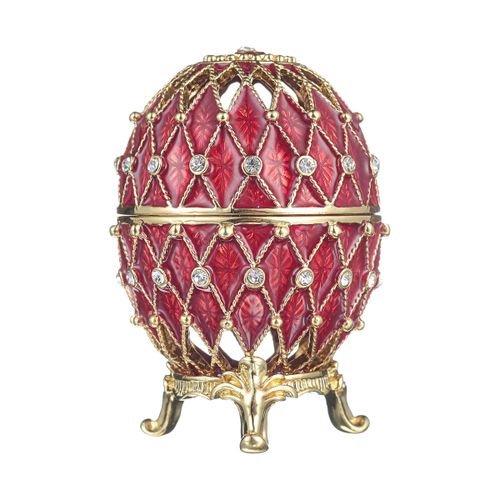 Oeuf à la Fabergé sculpté boîte à bijoux 7,5 cm, rouge