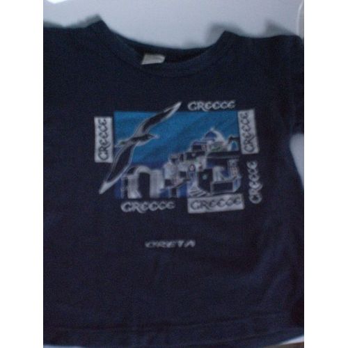 Tee Shirt Grece Marine Avec Motif Et Inscription 4 Ans