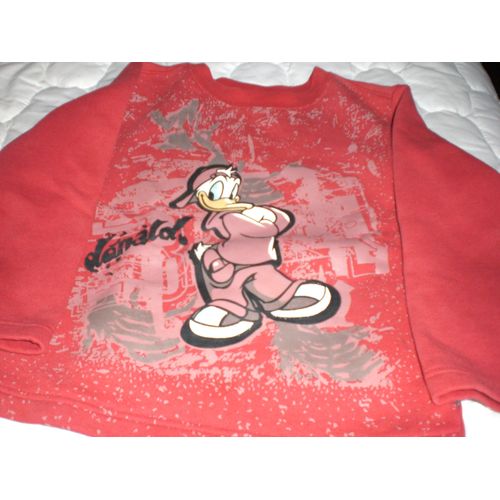 Sweat Disney Comme Neuf Rouge Avec Grand Motif Donald 6 Ans