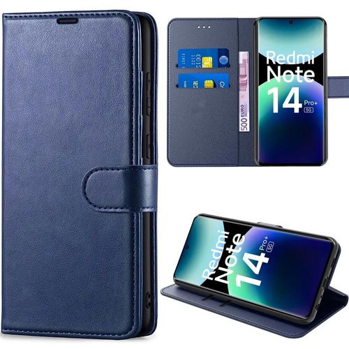 Coque Pour Xiaomi Redmi Note 14 Pro Plus 5g/Note 14 Pro+ 5g, Protection Anti-Rayures Cuir Pu Bleu Marine - E.F.Connection