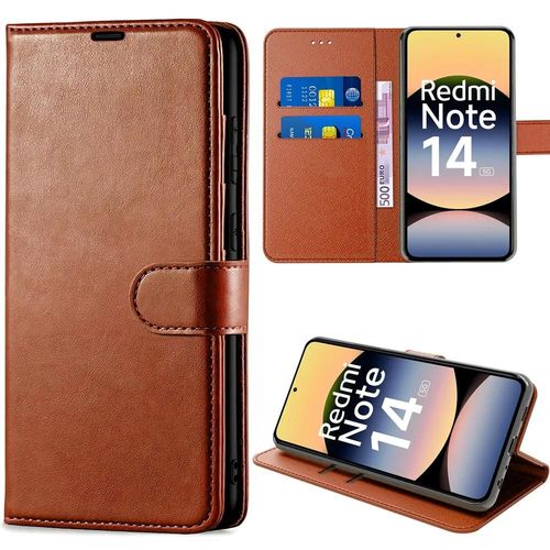 Coque Pour Xiaomi Redmi Note 14 5g (Pas Pour 4g) Protection Antichoc Cuir Synthétique Marron - E.F.Connection