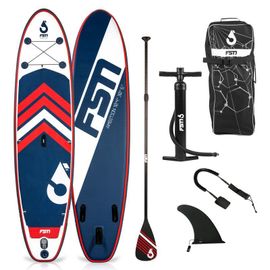 Paddle Gonflable Ambition 10'4 - 317x76x15 Cm - Stand Up Paddle Avec Pagaie, Leash, Pompe, Anneaux De Kayak Et Sac De Transport - Bleu