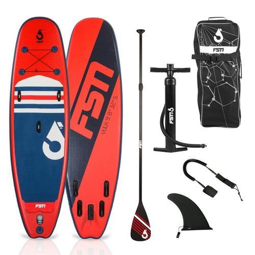 Paddle Gonflable Vulk 9'8 - 299 X 81 X 13 Cm - Stand Up Paddle Avec Pagaie, Leash, Pompe Et Sac De Transport - Rouge