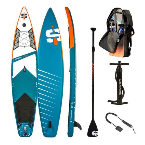 Paddle Gonflable Race 12' 30'' 6" (340 X 76 X 15 Cm) Avec Pagaie, Leash, Pompe Et Sac De Transport - Bleu
