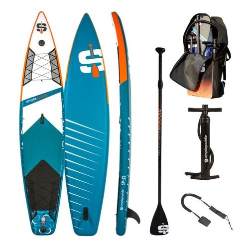 Paddle Gonflable Race 12' 30'' 6" (340 X 76 X 15 Cm) Avec Pagaie, Leash, Pompe Et Sac De Transport - Bleu