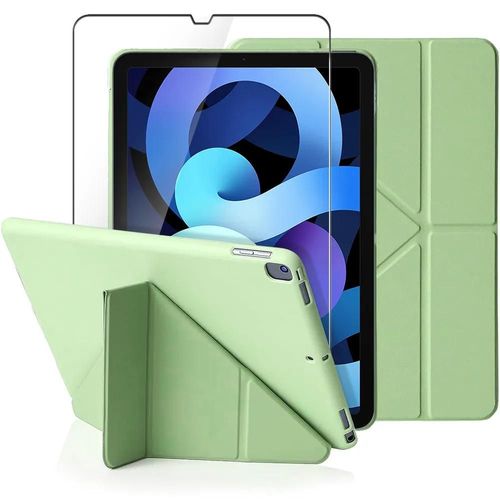 Coque + Verre Trempé Pour Ipad Air 4/5 10,9 Pouces - Protection Pliable Réveil/Sommeil Auto - Vert - E.F.Connection