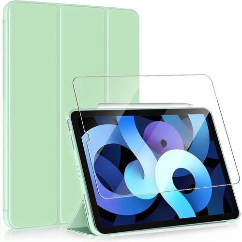 Coque + Verre Trempé Pour Ipad 10,2 Pouces (7/8/9ème Génération, 2019/2020/2021) Protection Slim Avec Fonction Support - Vert - E.F.Connection