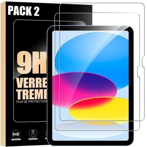 Lot-2 Verre Trempé Pour Ipad 11'' (A16) / Ipad 10,9'' 10e Génération - Protection Antichoc 9h Transparent - E.F.Connection