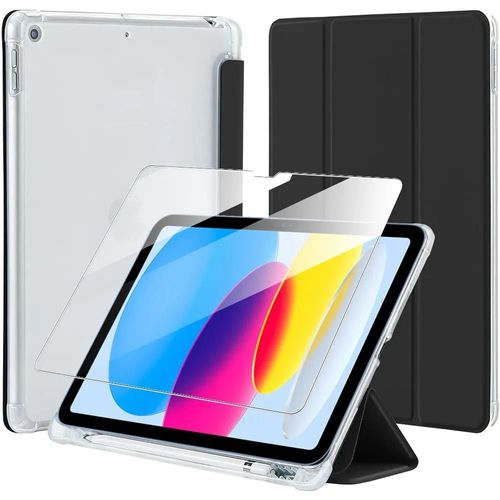 Coque + Verre Trempé Pour Ipad 11'' (A16) / Ipad 10,9'' 10e Génération, Protection Antichoc Renforcé Avec Porte-Stylet - Noir - E.F.Connection