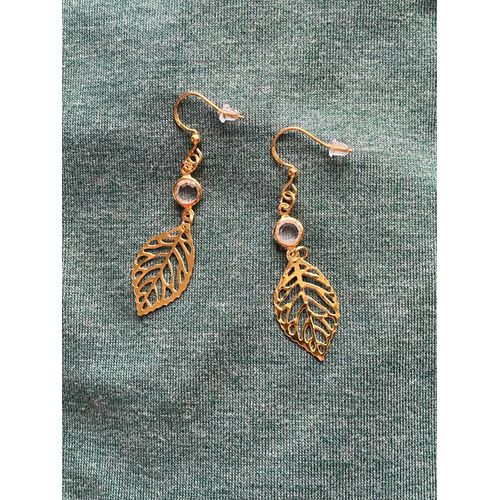 Boucles D¿Oreilles Feuille Et Perle En Cristal De Verre