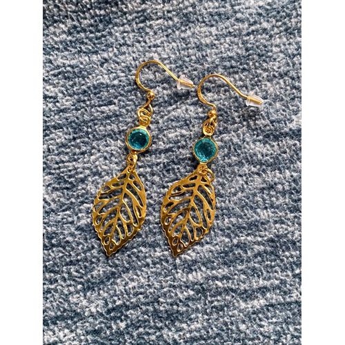 Boucles D¿Oreilles Feuille Et Perle En Cristal De Verre