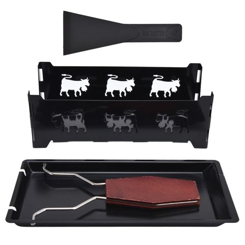 Mini-gril a raclette au fromage avec poignee noire, ustensile de cuisson rectangulaire pour la cuisson du fromage