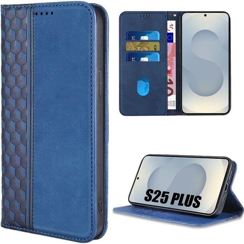 Coque Pour Samsung Galaxy S25 Plus (S25+) Protection Anti-Rayures Cuir Pu Bleu Marine - E.F.Connection